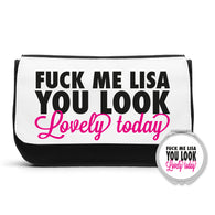 Personalised Fuck Me Lovely Makeup Bag & Mirror Set